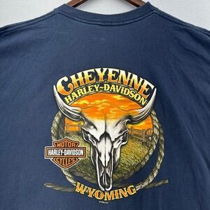 VTG 2006 Harley Davidson Cheyenne Wyoming Skull Made USA Shirt 2X SINGLE STITCH